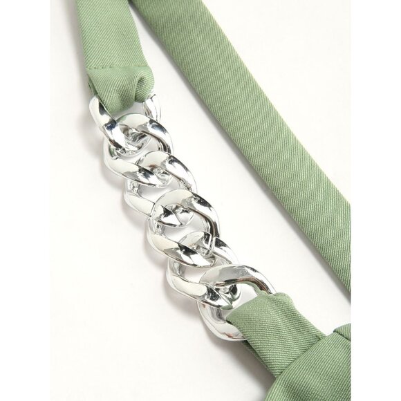 2/$30 NWT Cider L Green NWT Cropped Bustier Top Silver Chain Straps & Back Zip - Picture 10 of 12